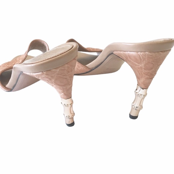 Tom Ford Gucci ♚ Gold Bamboo Kitten Heels ♚ Pink - Picture 10 of 15